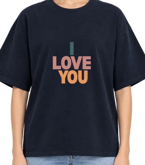 Mom wearing the I LOVE YOU tee